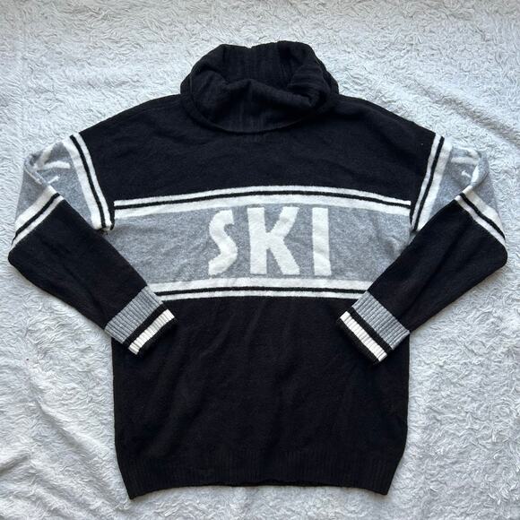 Lou & Grey Black and Gray Ski Turtleneck Sweater Size Medium - Picture 1 of 9